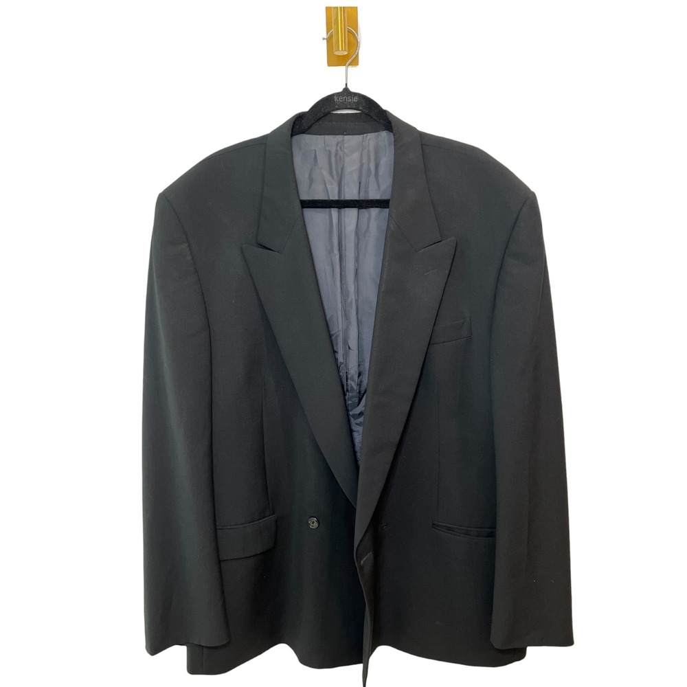 Emilio Bruzzi Blazer Double Breasted 100% Wool Classic Formal Black Men's 48 L